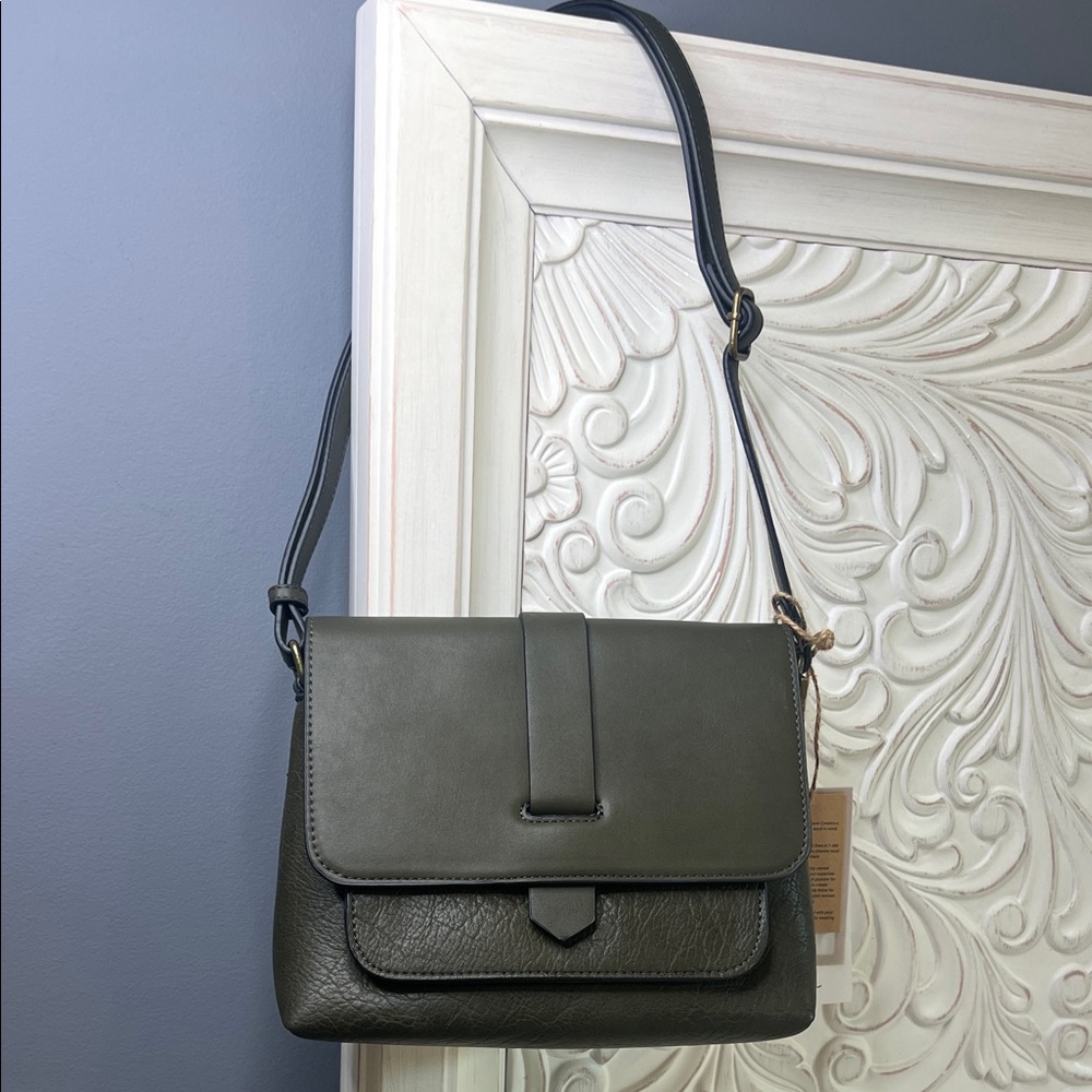 Olive Green Vegan Leather Shoulder/Crossbody  Bag